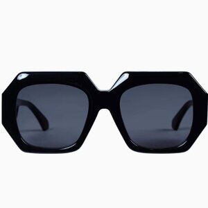 VALLEY EYEWEAR Monolith Gloss Black w. Silver Metal Trim / Black Lens